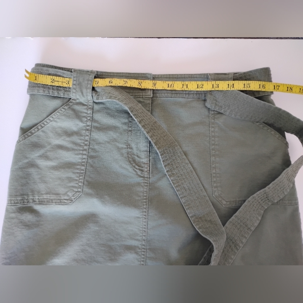 Talbots Military Safari Inspired Cotton Skirt Tie Belt Army Green Classic Sz 10 - Picture 13 of 16
